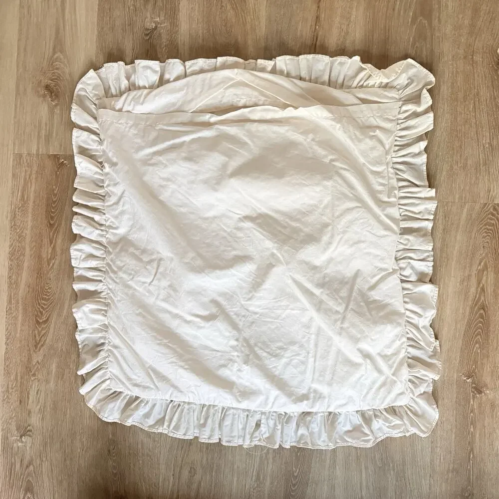 Pottery Barn Euro Sham Floral Embroidered Cream Boho French Country Cottage